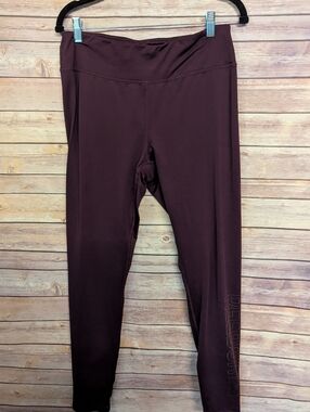 Reebok Leggings Size Large Burgundy Athletic Workout Pants High Rise Activewear